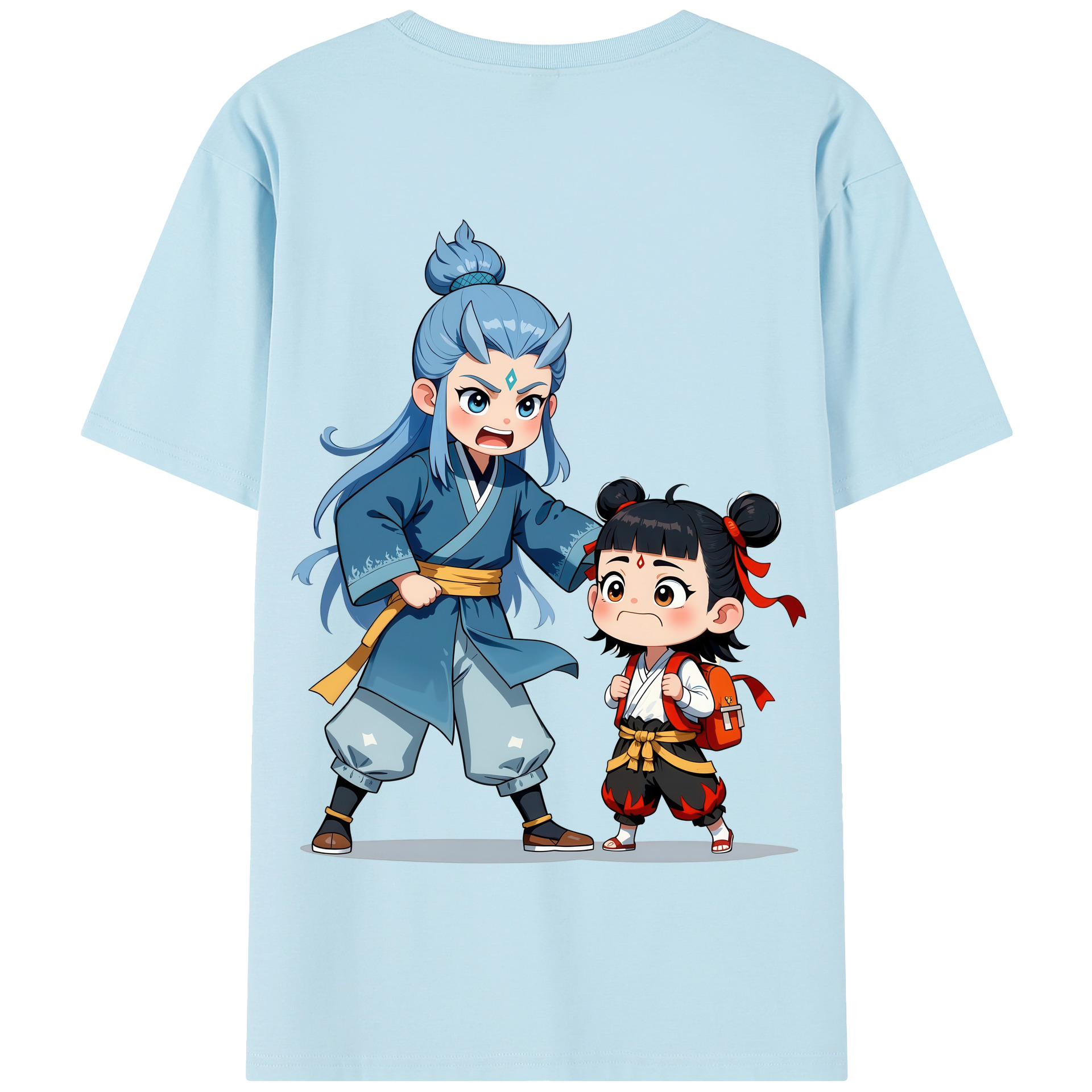 （画像用） Ne Zha 2 ナタ 魔童の大暴れ 綿100％半袖Tシャツ（背面プリント）
